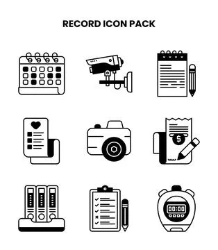 Record DuoTone Design Icons Pack Stock Illustration