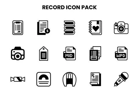 Record DuoTone Design Icons Pack Illustrazione stock