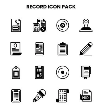 Record DuoTone UI Icons Pack Stock Illustration