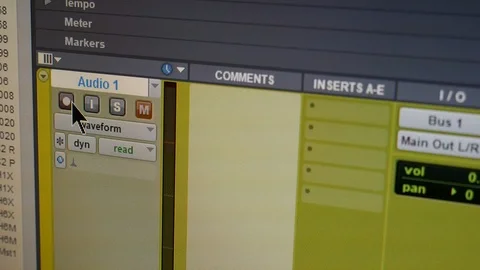 Record Enable Audio Track in DAW Video stock 96876700