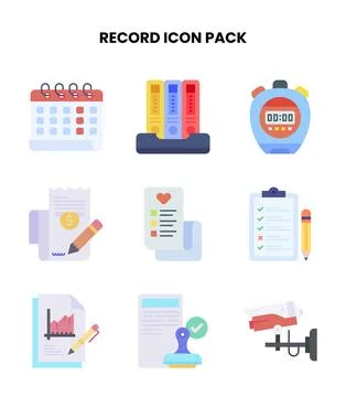 Record Flat Design Icons Pack イラスト素材