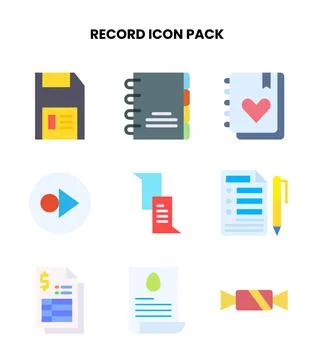 Record Flat Graphics Icons Pack Stock Illustration