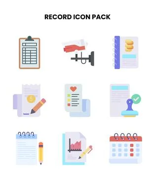 Record Flat Graphics Icons Pack Illustration