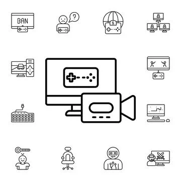 Record, game, game controller flat vector icon in esport pack Stock Illustration