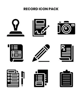 Record Glyph Design Icons Pack イラスト素材