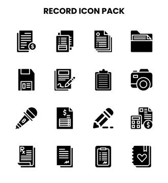 Record Glyph Scalable Icons Pack イラスト素材