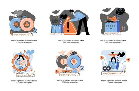 Record high levels of carbon dioxide CO2 in atmosphere. Problems of environment Stock Illustration