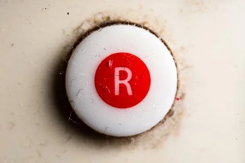 Record icon and button close up of a old Television remote controller Stock Photos