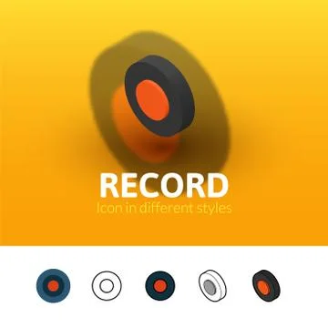 Record icon in different style Stock Illustration