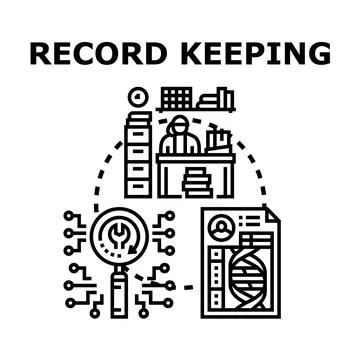 Record keeping concept illustration showing data management Stock Illustration