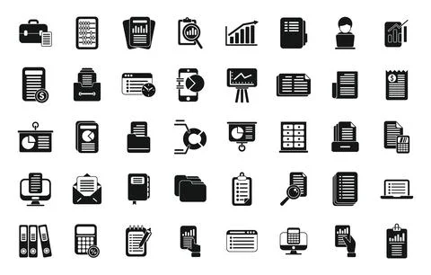 Record keeping icons set simple vector. Budget contract イラスト素材