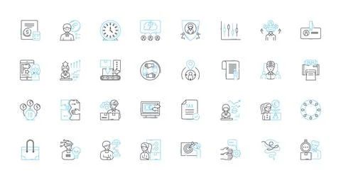 Record keeping linear icons set. Organization, Archiving, Storage, Management Stock Illustration