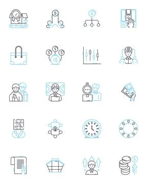 Record keeping linear icons set. Organization, Archiving, Storage, Management Stock Illustration