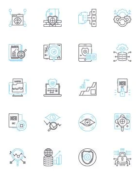 Record keeping linear icons set. Database, Ledger, Archive, Logs, Memo 스톡 일러스트