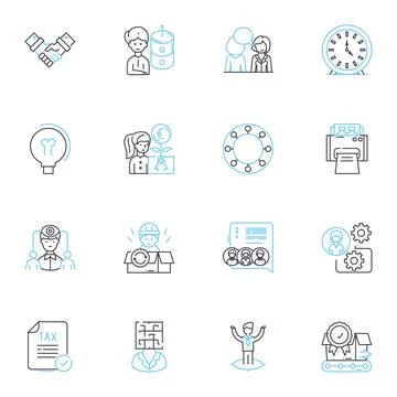 Record keeping linear icons set. Organization, Archiving, Storage, Management Stock Illustration