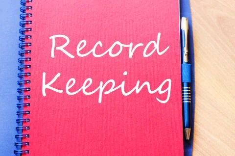 Record keeping write on notebook Stock Photos