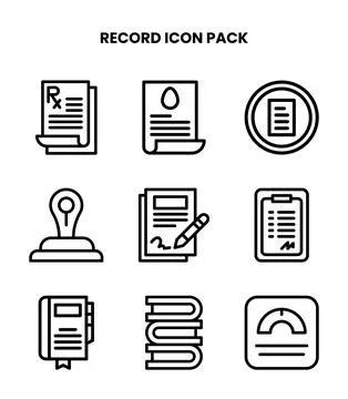 Record Line Collection Icons Pack Illustrazione stock