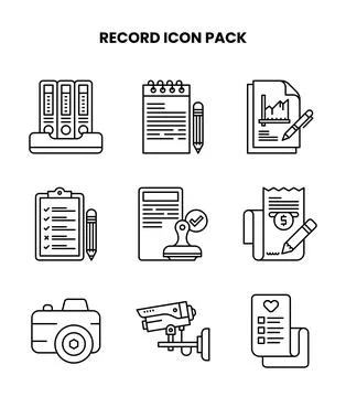 Record Line Graphics Icons Pack Stock Illustration