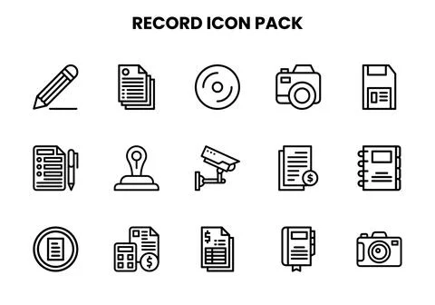 Record Line Graphics Icons Pack Illustrazione stock