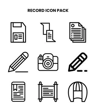 Record Line Scalable Icons Pack Stock Illustration