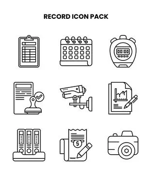 Record Line Scalable Icons Pack イラスト素材
