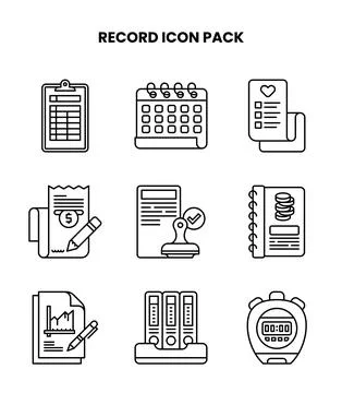 Record Line Scalable Icons Pack イラスト素材