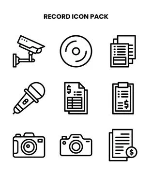 Record Line UI Icons Pack Stock Illustration