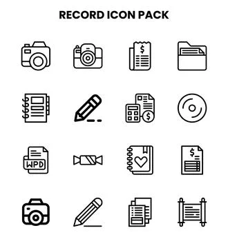 Record Line UI Icons Pack Stock Illustration