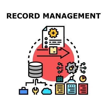 Record management process managing information and archiving documents Stock Illustration