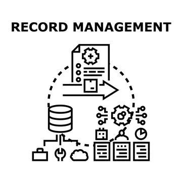 Record management process managing information and archiving documents Stock Illustration