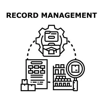 Record management process organizing business documents system Stock Illustration