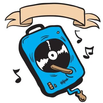 Record player with banner Stock Illustration