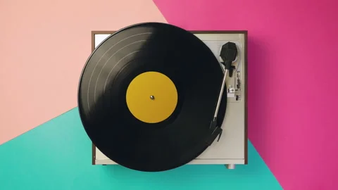 Record Player on Colored Background Stock Footage 237047421