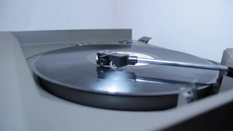 Record player finishing a vinyl playing session Stock Footage 84947548