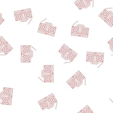 Record player glyph seamless pattern sign Stock Illustration