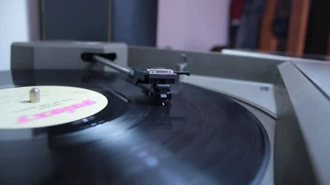 Record player head playing vinyl Stock Footage 84948849