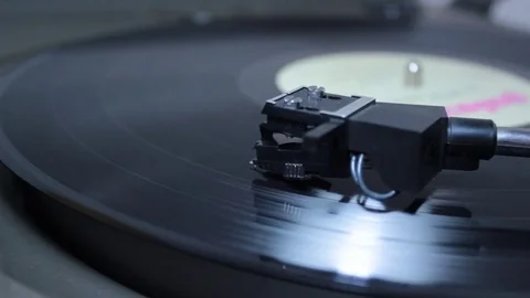 Record player head playing vinyl as macro view Stock Footage 84949711