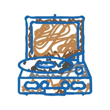 Record player hipster retro icon doodle illustration Stock Illustration