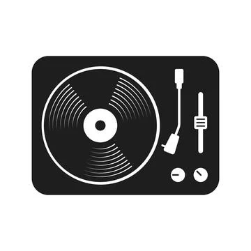 Record player icon in flat style. Vintage vinyl disc gramophone vector illu.. Stock Illustration
