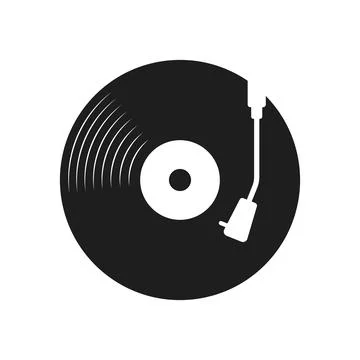 Record player icon in flat style. Vintage vinyl disc gramophone vector illu.. Stock Illustration