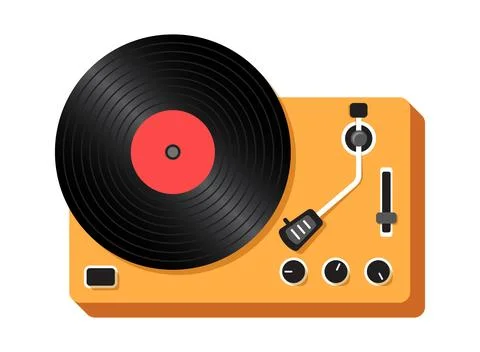 Record player icon in flat style. Vintage vinyl disc gramophone vector illu.. Stock Illustration