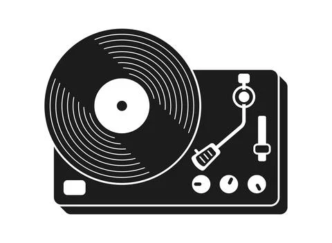 Record player icon in flat style. Vintage vinyl disc gramophone vector illu.. Stock Illustration