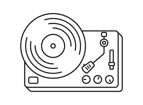 Record player icon in flat style. Vintage vinyl disc gramophone vector illu.. Stock Illustration