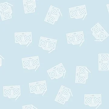 Record player line seamless pattern sign Stock Illustration