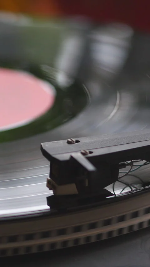 Record Player Needle Close Up On Vinyl Record. Vertical. Stock Footage 296896946