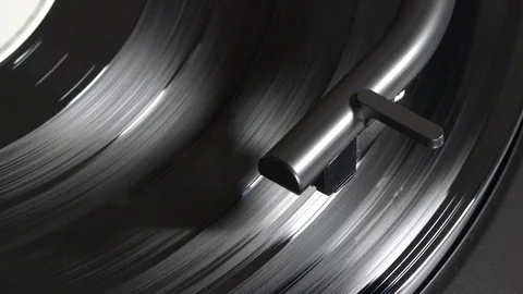 Record Player Needle Drop from Above Stock Footage 125946388