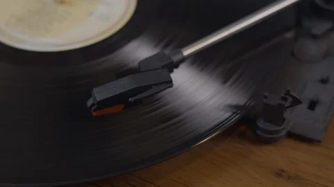 Record player needle spinning 4K Stock Footage 243401217
