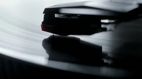 Record player needle, stylus on vinyl close up Vídeo Stock 22243035