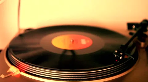 Record player playing a black vinyl  Stock Footage 46676530