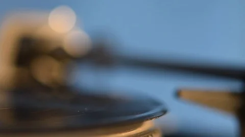 Record player playing an old fashioned vintage vinyl record Stock Footage